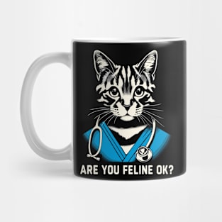 Are You Feline OK? Retro Cat Nurse Gifts Nurse Week Gifts Funny Nurse Mug